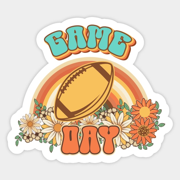 Groovy Football mom Retro gift Game day for funny mother Vintage floral pattern Sticker by HomeCoquette